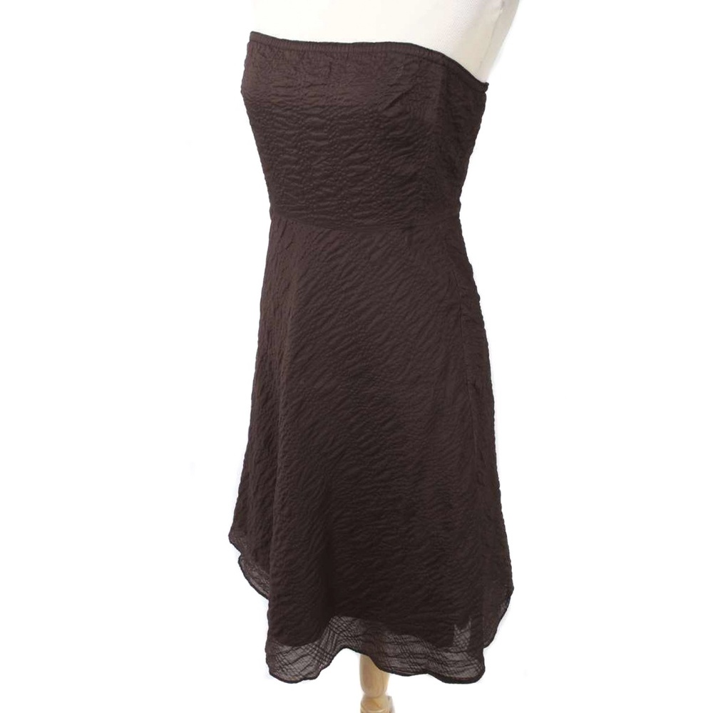 🍍J. CREW Brown Textured Fit & Flare Strapless Summer Dress - Picture 3 of 7